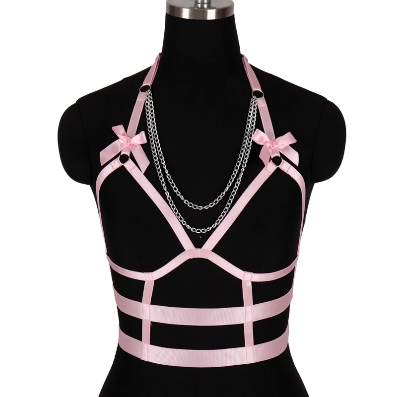 Collar Metal Chain Necklace Bow Harness Bra Sexy Open Chest Bra Bondage Body Cage Gothic Body Harness Belt Suspenders Lingerie
Collar Metal Chain Necklace Bow Harness Bra Sexy Open Chest Bra Bondage Body Cage Gothic Body Harness Belt Suspenders Lingerie