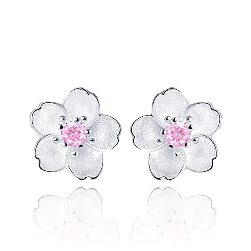 Silver 925 Jewelry Sterling Silver Earrings Cherry Blossom Inlaid Pink Zircon Ear Studs Simple and Popular Earrings for Women
Silver 925 Jewelry Sterling Silver Earrings Cherry Blossom Inlaid Pink Zircon Ear Studs Simple and Popular Earrings for Women