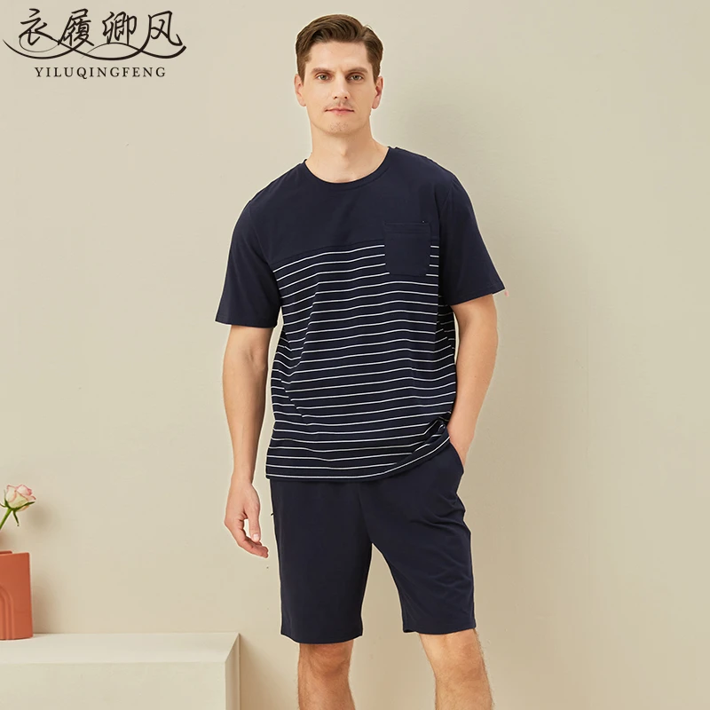 Pajamas men's cotton summer short sleeve Shorts PAJAMAS suit round neck knitted cotton home wear men's loose and comfortable
Pajamas men's cotton summer short sleeve Shorts PAJAMAS suit round neck knitted cotton home wear men's loose and comfortable