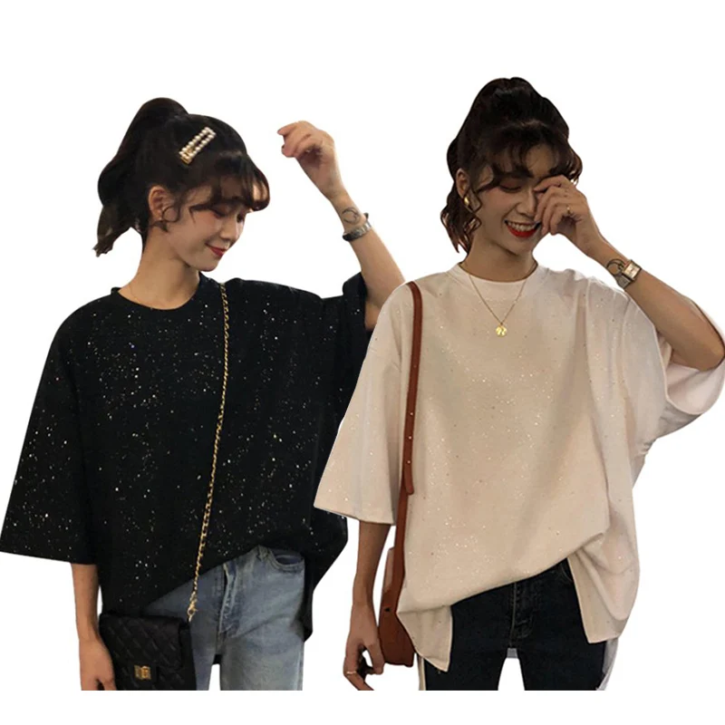 OIONINOS Vintage Sequin O Neck Short Sleeve Woman Cotton T-shirt Fashion 2019 Casual Loose Girls Summer Cotton Tees Pullovers
OIONINOS Vintage Sequin O Neck Short Sleeve Woman Cotton T-shirt Fashion 2019 Casual Loose Girls Summer Cotton Tees Pullovers