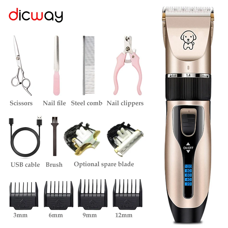 Dicway Pet Cat Hair Clippers for dogs Rechargeable Grooming Shaver professional Set Electric Shear Hair Trimmer for Animal kit
Dicway Pet Cat Hair Clippers for dogs Rechargeable Grooming Shaver professional Set Electric Shear Hair Trimmer for Animal kit