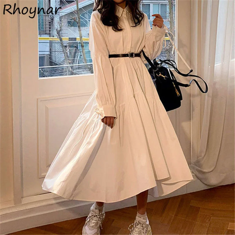 Long Sleeve Dress Women Retro A-line Turn Down Collar Solid Ankle-length Autumn Casual Simple All Match College Vestido Design
Long Sleeve Dress Women Retro A-line Turn Down Collar Solid Ankle-length Autumn Casual Simple All Match College Vestido Design