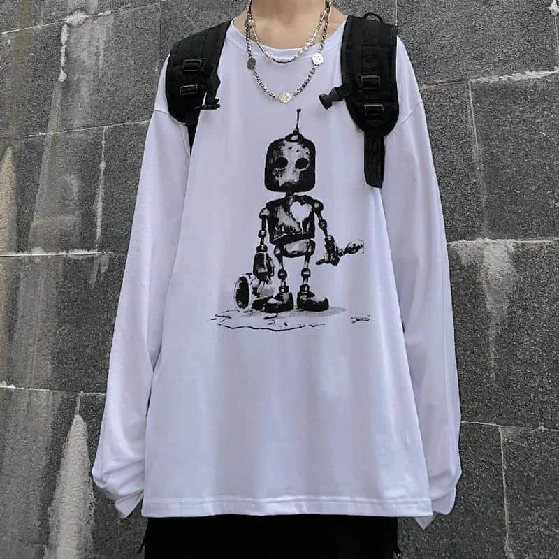 T-shirt Men's And Women's Korean Autumn Graffiti Robot Print Loose Round Neck Long Sleeve T-shirt Men's And Women's Fashion Full
T-shirt Men's And Women's Korean Autumn Graffiti Robot Print Loose Round Neck Long Sleeve T-shirt Men's And Women's Fashion Full