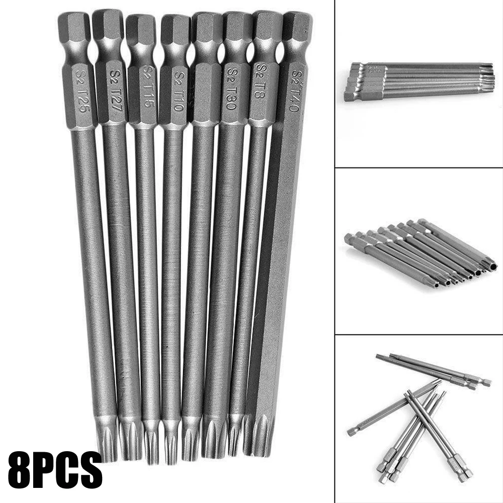 8pcs 1/4 inch Torx Screwdriver Drill Bit Set 100mm Hex Security Magnetic Head Screw Driver Bits T8 T10 T15 T20 T25 T27 T30 T40
8pcs 1/4 inch Torx Screwdriver Drill Bit Set 100mm Hex Security Magnetic Head Screw Driver Bits T8 T10 T15 T20 T25 T27 T30 T40