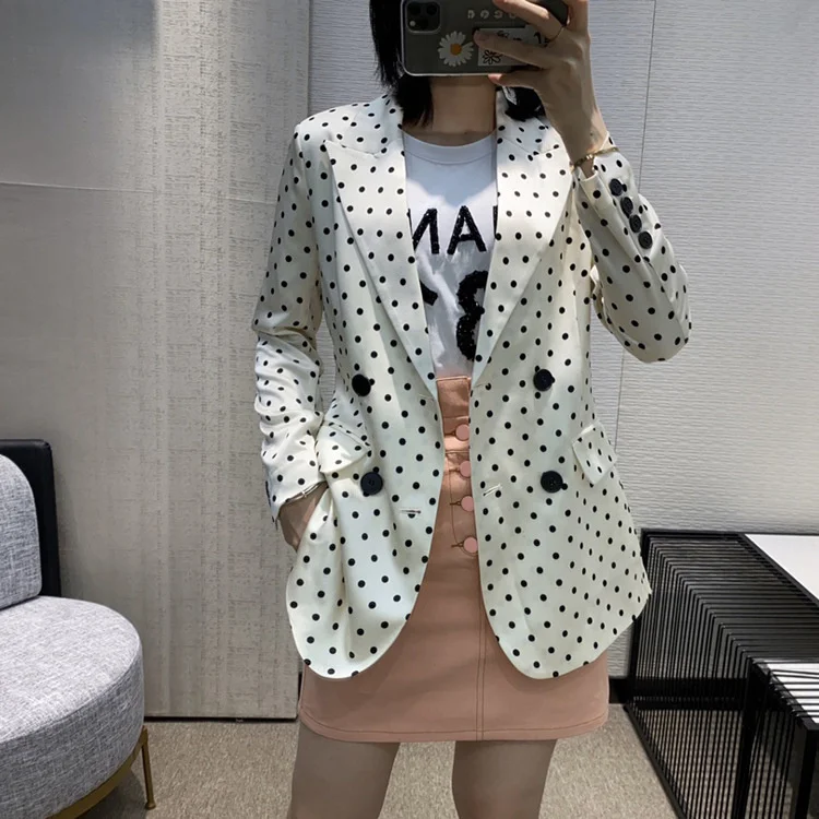 Autumn Women Coat Fashion High-end Temperament Elegant All-match Polka Dot Long Sleeve Lace Stitching Jackets Blazer
Autumn Women Coat Fashion High-end Temperament Elegant All-match Polka Dot Long Sleeve Lace Stitching Jackets Blazer
