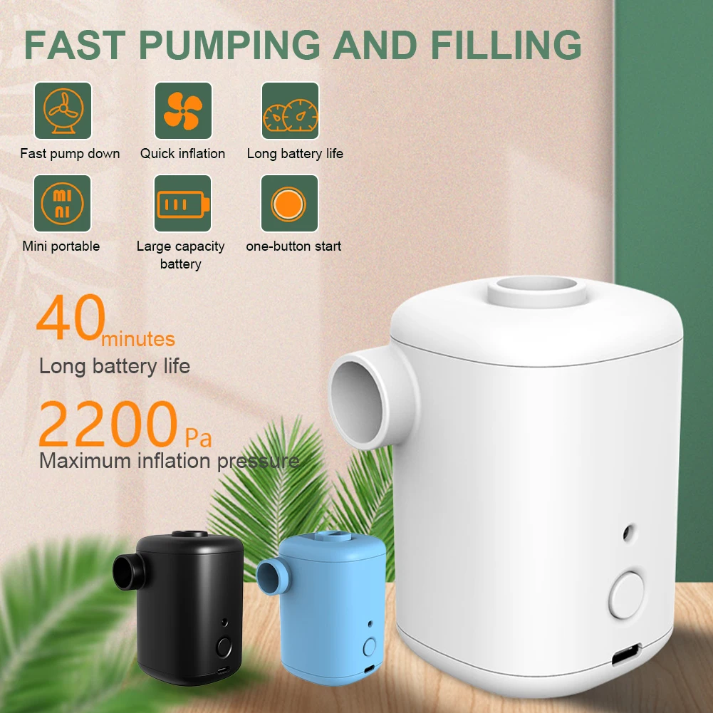 Portable Electric Air Pump Inflator Deflator Usb Charging Outdoor Mini Inflator Pump for Camping Mattress Swimming Ring Boat
Portable Electric Air Pump Inflator Deflator Usb Charging Outdoor Mini Inflator Pump for Camping Mattress Swimming Ring Boat
