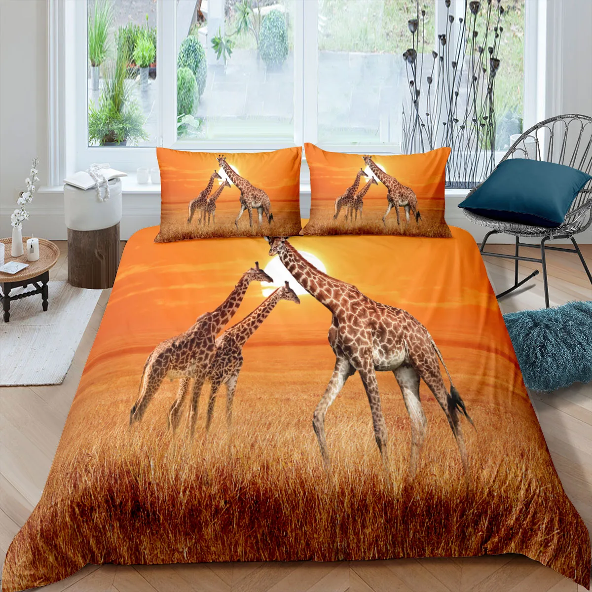 3d Animal Pattern 2/3pc Comforter Cover Pillowcases Giraffe And Sunset Pattern Bedding Set Home Textiles Queen King Size
3d Animal Pattern 2/3pc Comforter Cover Pillowcases Giraffe And Sunset Pattern Bedding Set Home Textiles Queen King Size