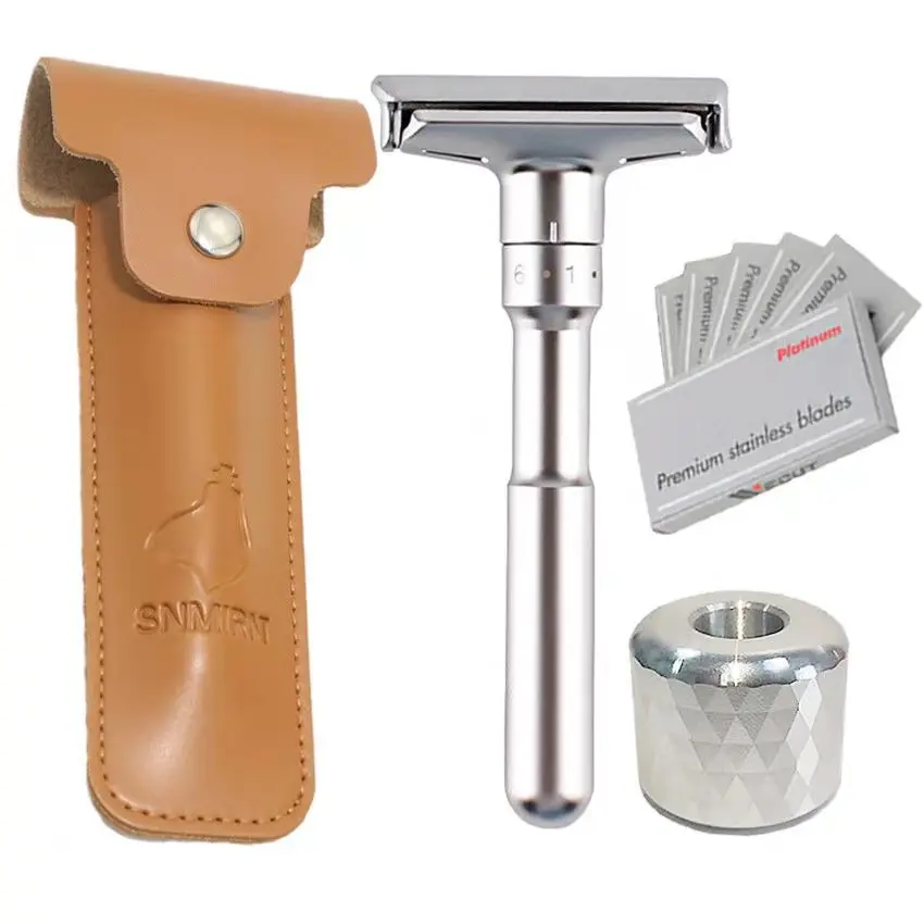 Adjustable safety razor double-edged classic men's shave, gentle to aggressive hair removal in 1-6 gears, shaving with 5 blades 
Adjustable safety razor double-edged classic men's shave, gentle to aggressive hair removal in 1-6 gears, shaving with 5 blades