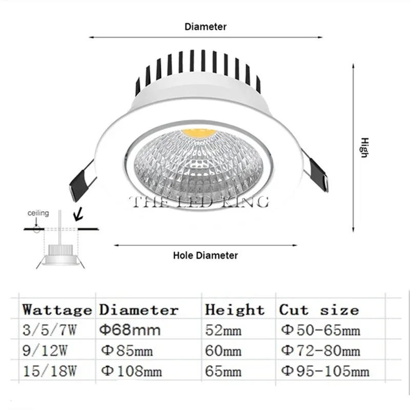Black white Dimmable Led downlight light COB Ceiling Spot Light 5W 7W 9W 12W 85-265V ceiling recessed Lights Indoor Lighting
Black white Dimmable Led downlight light COB Ceiling Spot Light 5W 7W 9W 12W 85-265V ceiling recessed Lights Indoor Lighting