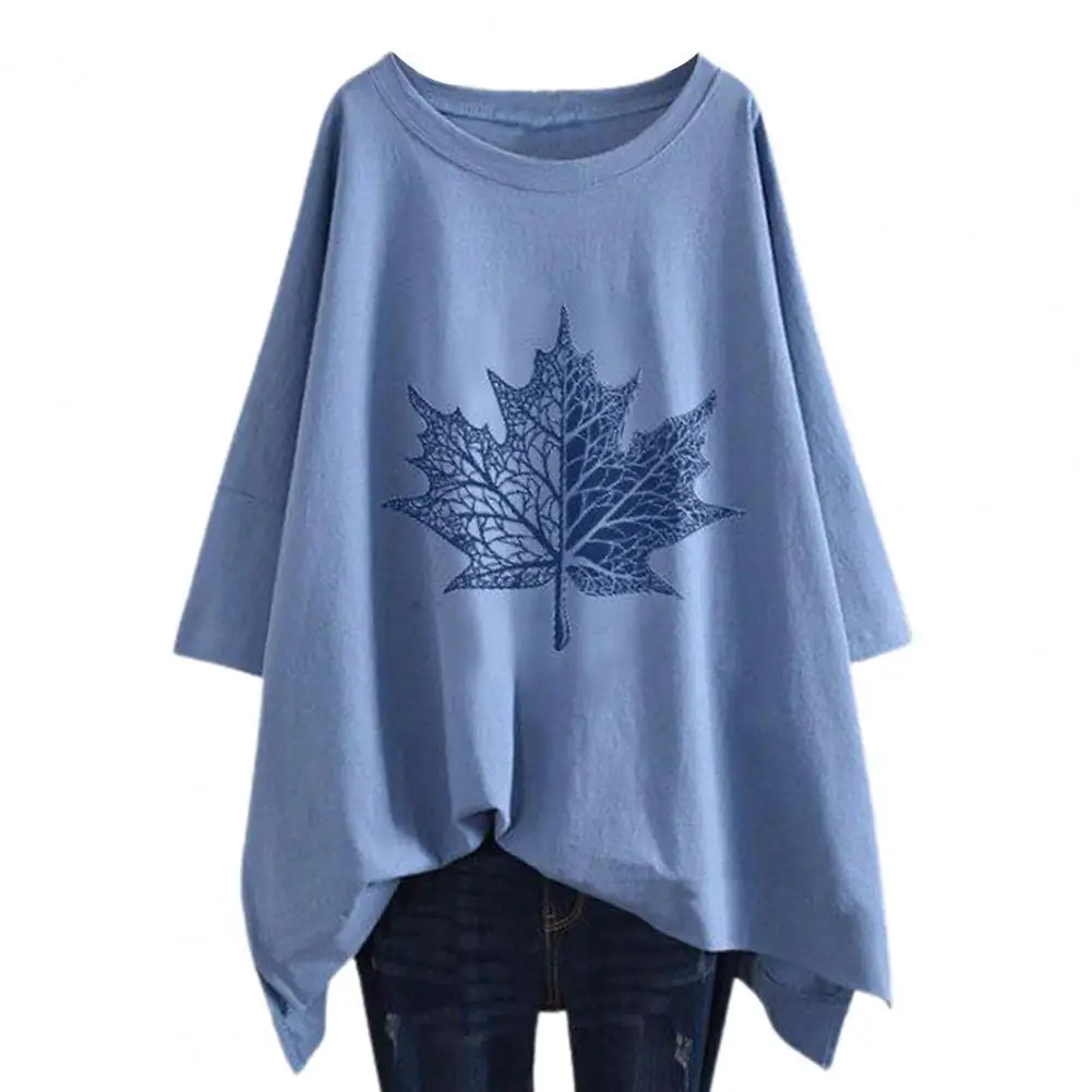 Summer T-shirts Casual Women T-shirt Short Sleeve Leaf Print O Neck Irregular Hem Mid-length Loose T-Shirts Ladies' tops 4XL
Summer T-shirts Casual Women T-shirt Short Sleeve Leaf Print O Neck Irregular Hem Mid-length Loose T-Shirts Ladies' tops 4XL