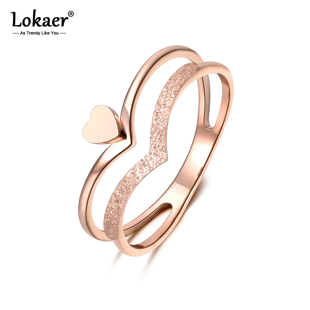 Фото Lokaer корона в форме сердца Molde кольцо из нержавеющей стали цвета розовое золото