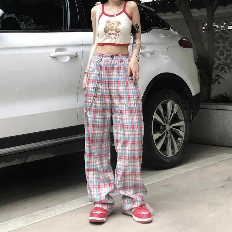 Full-length Pants Women Korean Fashion Plaid Pants Summer Kawaii Trousers Vintage High Waist Casual Baggy Lattice Print Fants
Full-length Pants Women Korean Fashion Plaid Pants Summer Kawaii Trousers Vintage High Waist Casual Baggy Lattice Print Fants