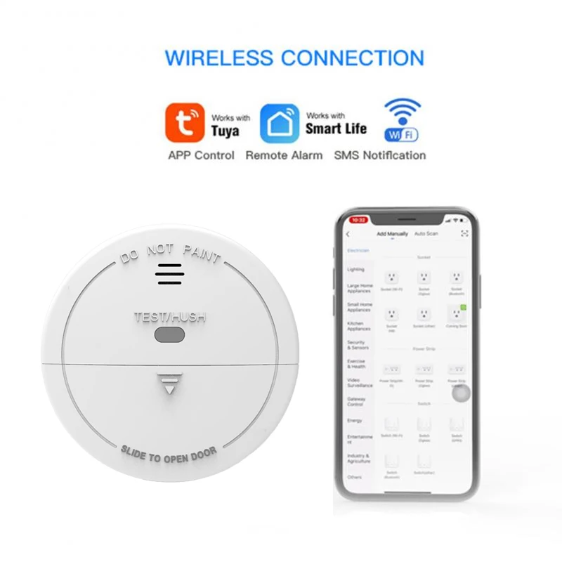 Умный детектор дыма Tuya с Wi-Fi домашний комбинированный датчик для пожарной