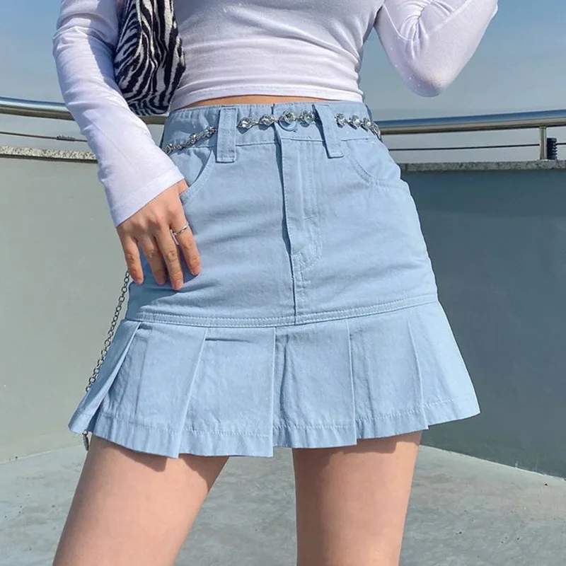Women Casual Pleated Hem Skirt Blue/ Khaki 2021 Summer Women Vintage 90s Aesthetic School Girl Mini Skirt Cute Kawaii
Women Casual Pleated Hem Skirt Blue/ Khaki 2021 Summer Women Vintage 90s Aesthetic School Girl Mini Skirt Cute Kawaii