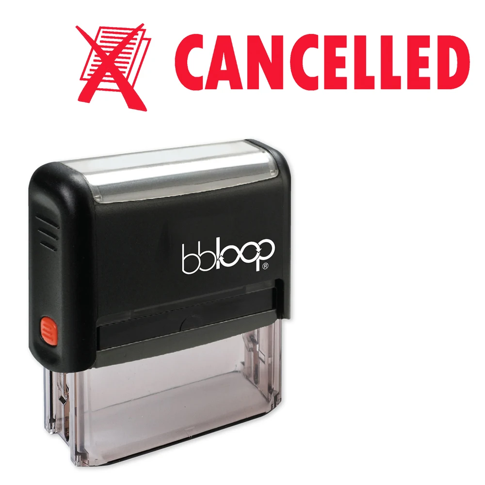 BBloop "CANCELLED" W/Crossed Out Illustration Self-Inking Rubber Stamp, Rectangular, Laser Engraved, RED
BBloop "CANCELLED" W/Crossed Out Illustration Self-Inking Rubber Stamp, Rectangular, Laser Engraved, RED