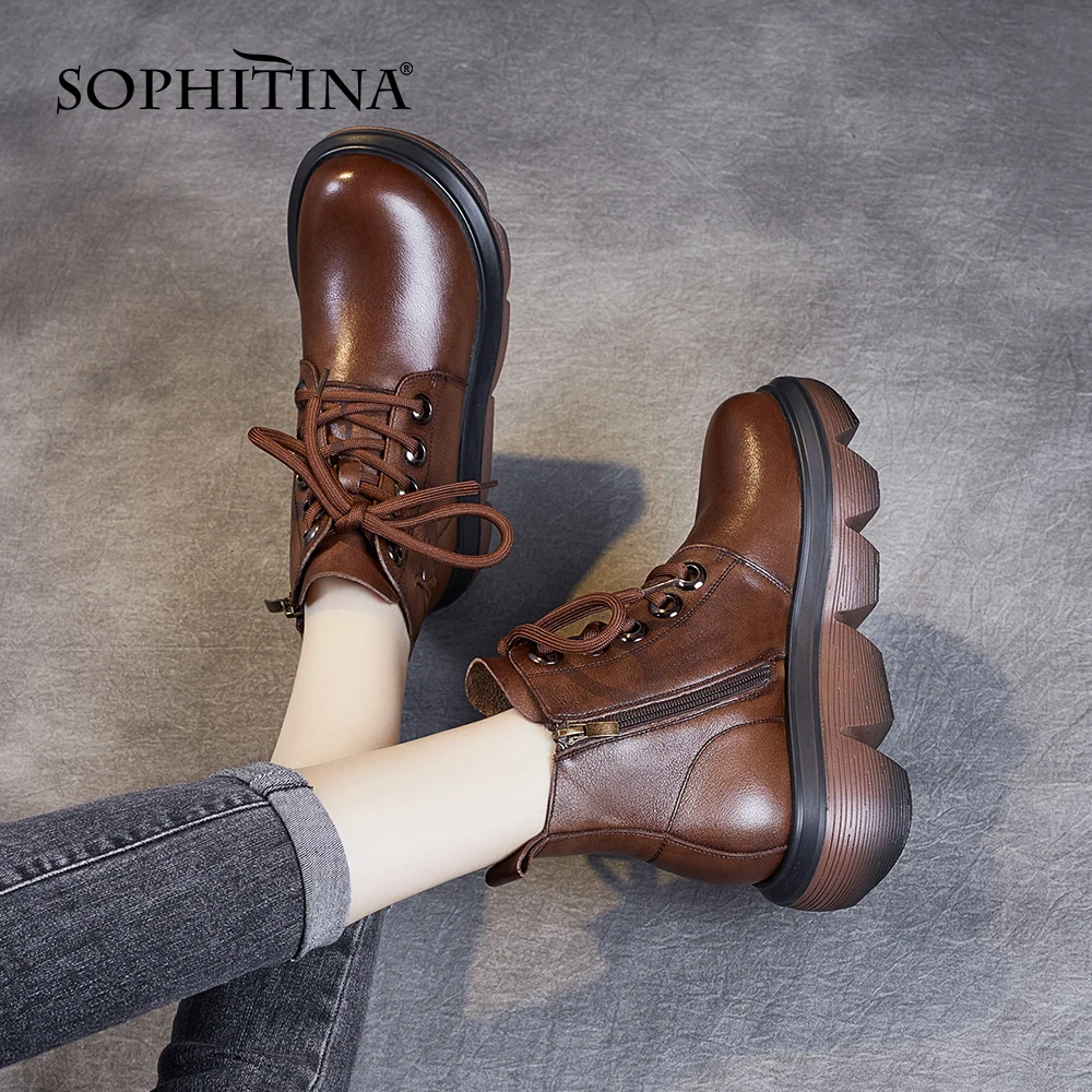 Женские ботильоны SOPHITINA, мягкая кожа, круглый носок, перекрестная шнуровка, на каблуке, Новая рабочая обувь, осень, WO733
Женские ботильоны SOPHITINA, мягкая кожа, круглый носок, перекрестная шнуровка, на каблуке, Новая рабочая обувь, осень, WO733