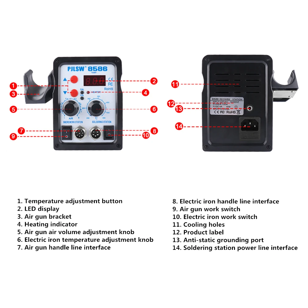 New PJLSW 8586 Double Digital Display Electric Soldering Irons +DIY Hot Air Gun Better SMD Rework Station
New PJLSW 8586 Double Digital Display Electric Soldering Irons +DIY Hot Air Gun Better SMD Rework Station