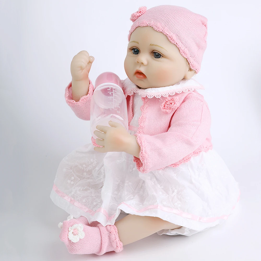 Silicone Reborn Baby Doll Girl 22 Inch Cute Pretty Pink Dress Blue Eyes Handmade Vinyl Real Life Girl Doll
Silicone Reborn Baby Doll Girl 22 Inch Cute Pretty Pink Dress Blue Eyes Handmade Vinyl Real Life Girl Doll