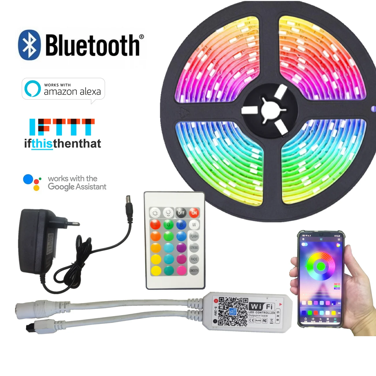 Светильник ные ленты с Bluetooth и Wi-Fi контроллером, гибкая декоративная подсветильник ка RGB 5050, ночник, светящаяся лента для спальни
Светильник ные ленты с Bluetooth и Wi-Fi контроллером, гибкая декоративная подсветильник ка RGB 5050, ночник, светящаяся лента для спальни