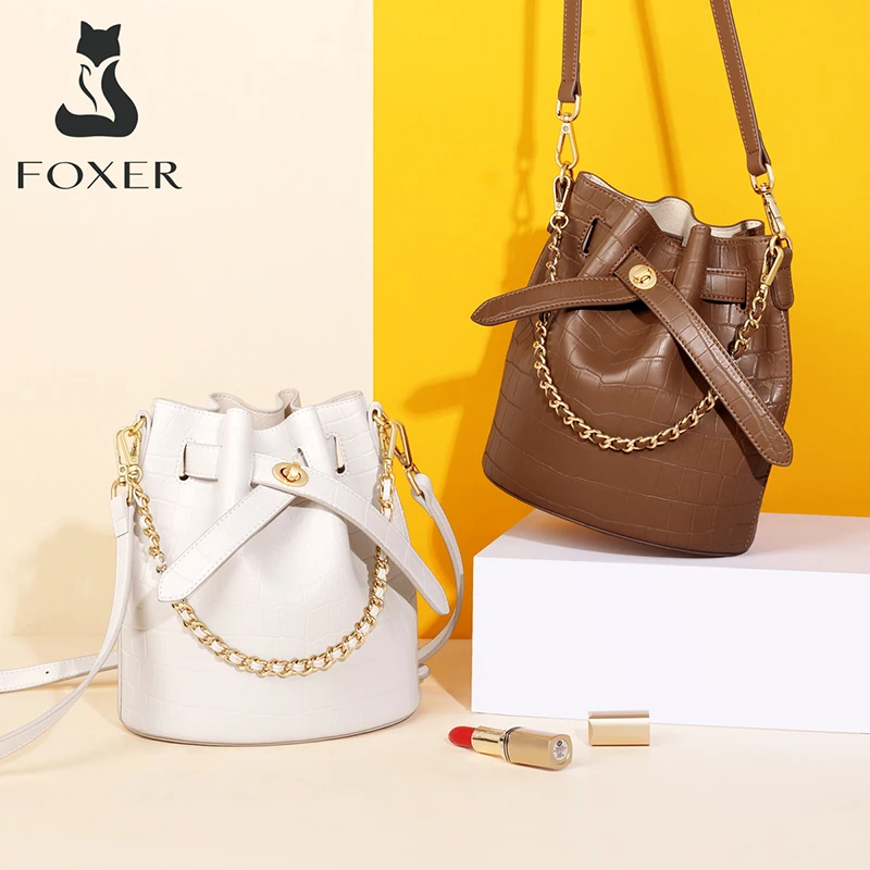 Сумка FOXER женская с цепочкой Повседневная модная вместительная сумочка-мешок из