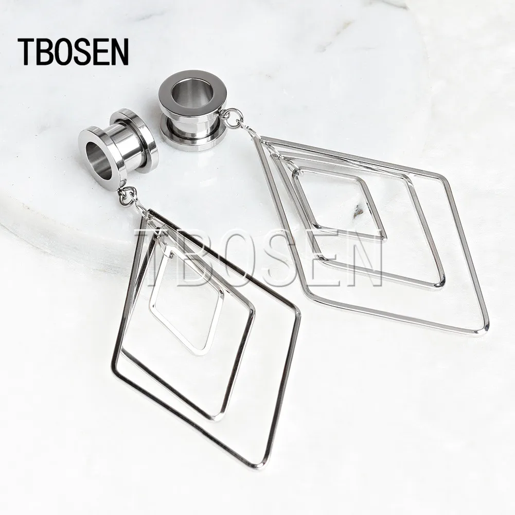 New Dangle Ear Piercing Plugs Tunnels Stainless Steel Rhombus Studs Earrings Fashion Body Jewelry Gauges Expander 6mm to 25mm
New Dangle Ear Piercing Plugs Tunnels Stainless Steel Rhombus Studs Earrings Fashion Body Jewelry Gauges Expander 6mm to 25mm