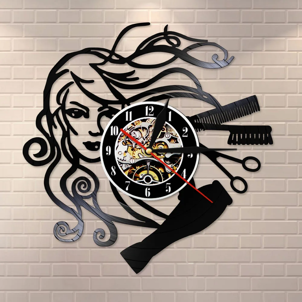 Hairstyle Beauty Salon Vinyl Record Wall Clock Hair Stylist Salon Barber Shop Retro Black Wall Clock Hairdresser Gifts for Woman
Hairstyle Beauty Salon Vinyl Record Wall Clock Hair Stylist Salon Barber Shop Retro Black Wall Clock Hairdresser Gifts for Woman