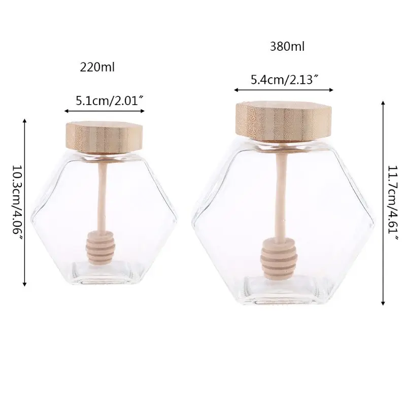 220ML/380ML Hexagonal Glass Honey Bottle with Wooden Stirring Rod Honey Packaging Bottle Small Honey Bottle Container Honey
220ML/380ML Hexagonal Glass Honey Bottle with Wooden Stirring Rod Honey Packaging Bottle Small Honey Bottle Container Honey