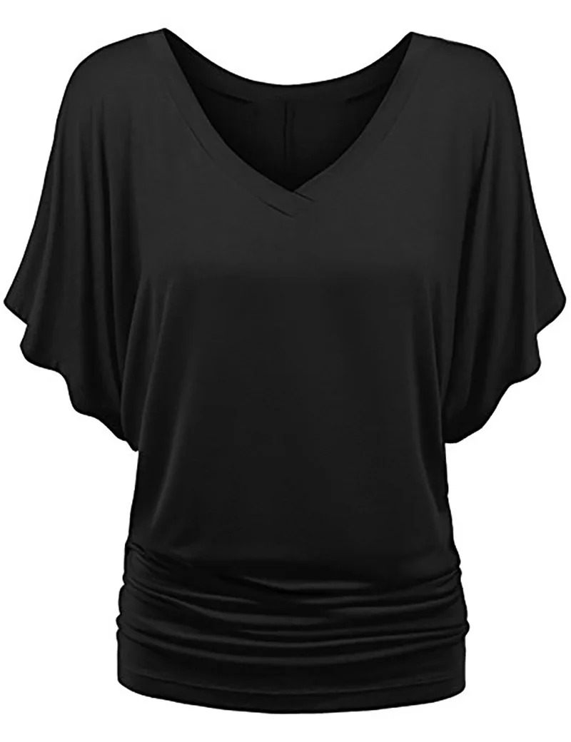 Plus size women's V-sleeve bat short-sleeved loose bat-sleeved fashion T-shirt top ZL18
Plus size women's V-sleeve bat short-sleeved loose bat-sleeved fashion T-shirt top ZL18