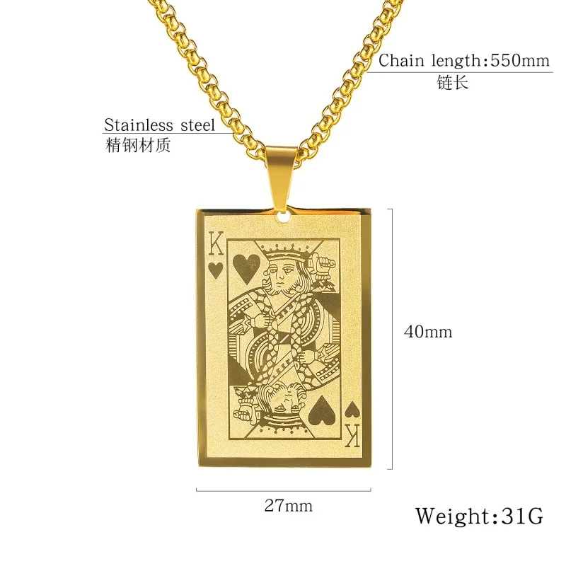 Классическое винтажное ожерелье King K of Hearts с игральной картой из индивидуальный