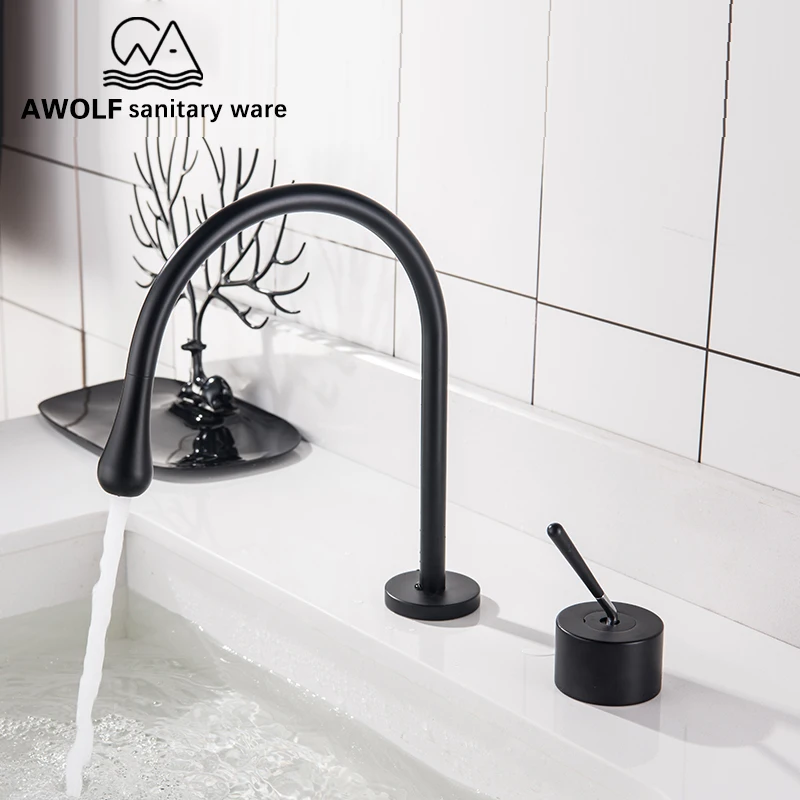 Bathroom Basin Sink Faucet Solid Brass Matte Black Brushed Gold Split Switch Deck Mounted Hot Cold Mixer Kitchen Tap ML8075
Bathroom Basin Sink Faucet Solid Brass Matte Black Brushed Gold Split Switch Deck Mounted Hot Cold Mixer Kitchen Tap ML8075