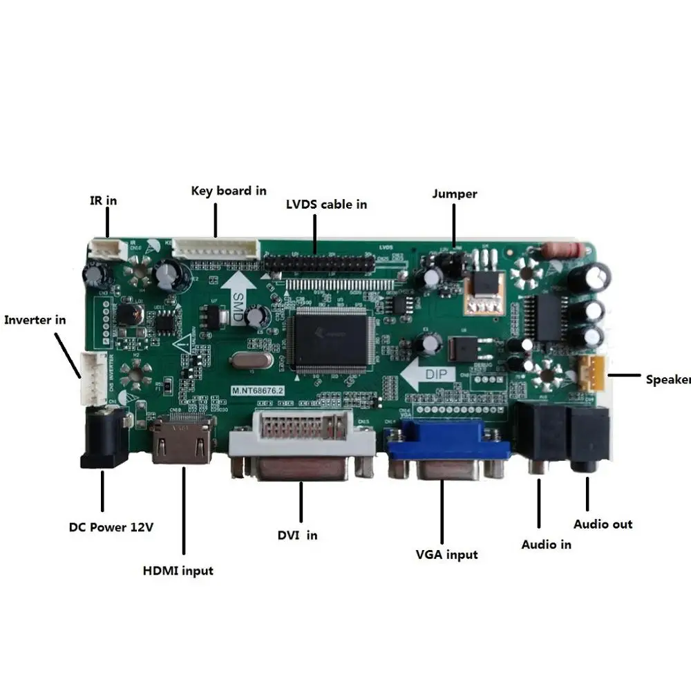 Комплект для CLAA101NB03 CLAA101NB03A 1024x600 HDMI-совместимый + DVI VGA монитор M.NT68676 Светодиодная