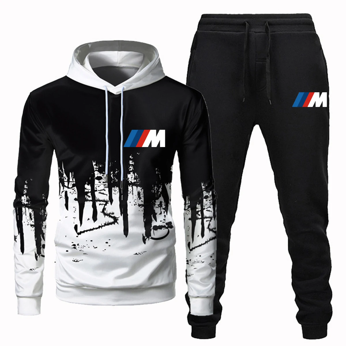 Nova moda dos homens roupas pullovers camisola de algodo dos homens agasalhos com capuz duas peas + calas camisas esportivas