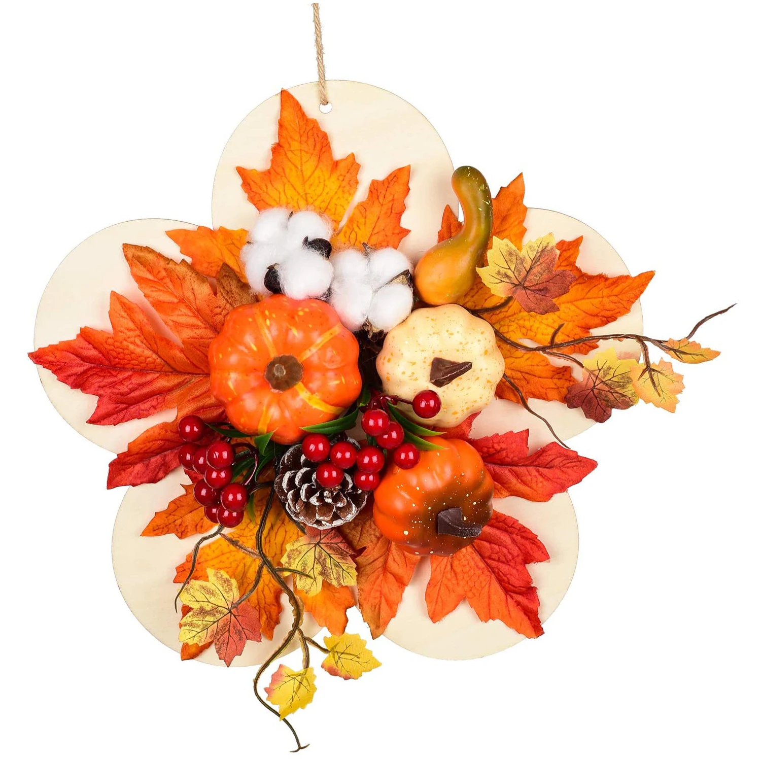 12 inch Autumn Wreath with Pumpkin/Berry/Maple Leaf Harvest Wreath for Home Thanksgiving Wall Front Door Hanging Decoration
12 inch Autumn Wreath with Pumpkin/Berry/Maple Leaf Harvest Wreath for Home Thanksgiving Wall Front Door Hanging Decoration