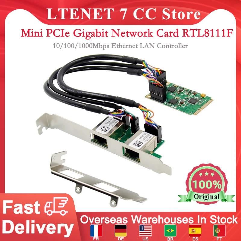 Mini PCIe гигабитная сетевая карта RTL8111F, 2 портами плата PCI Express адаптер 10/100/1000 Мбит/с, Ethernet LAN контроллер для ПК, ноутбука
Mini PCIe гигабитная сетевая карта RTL8111F, 2 портами плата PCI Express адаптер 10/100/1000 Мбит/с, Ethernet LAN контроллер для ПК, ноутбука
