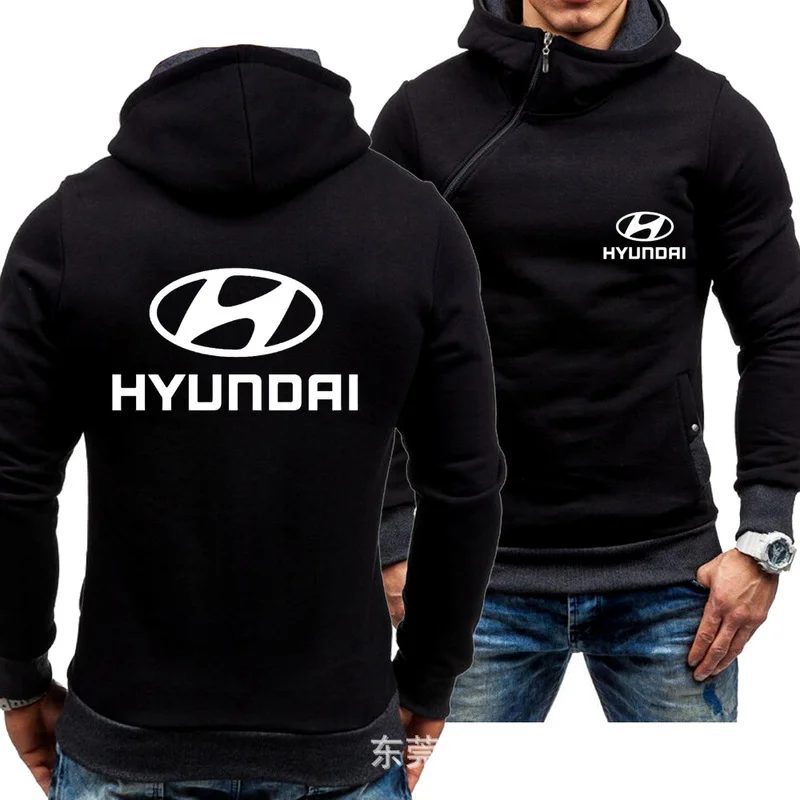 

Толстовка мужская демисезонная с логотипом автомобиля Hyundai, повседневный свитшот с Диагональной молнией, худи в стиле Харадзюку, куртка на ...