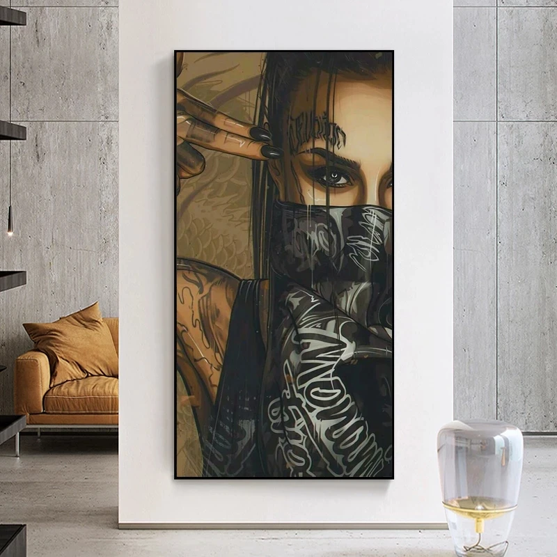 Wearing Mask Woman Oil Painting on Canvas Posters and Prints Tattoo Girl Wall Art Picture for Living Room Cuadros Home Decor
Wearing Mask Woman Oil Painting on Canvas Posters and Prints Tattoo Girl Wall Art Picture for Living Room Cuadros Home Decor