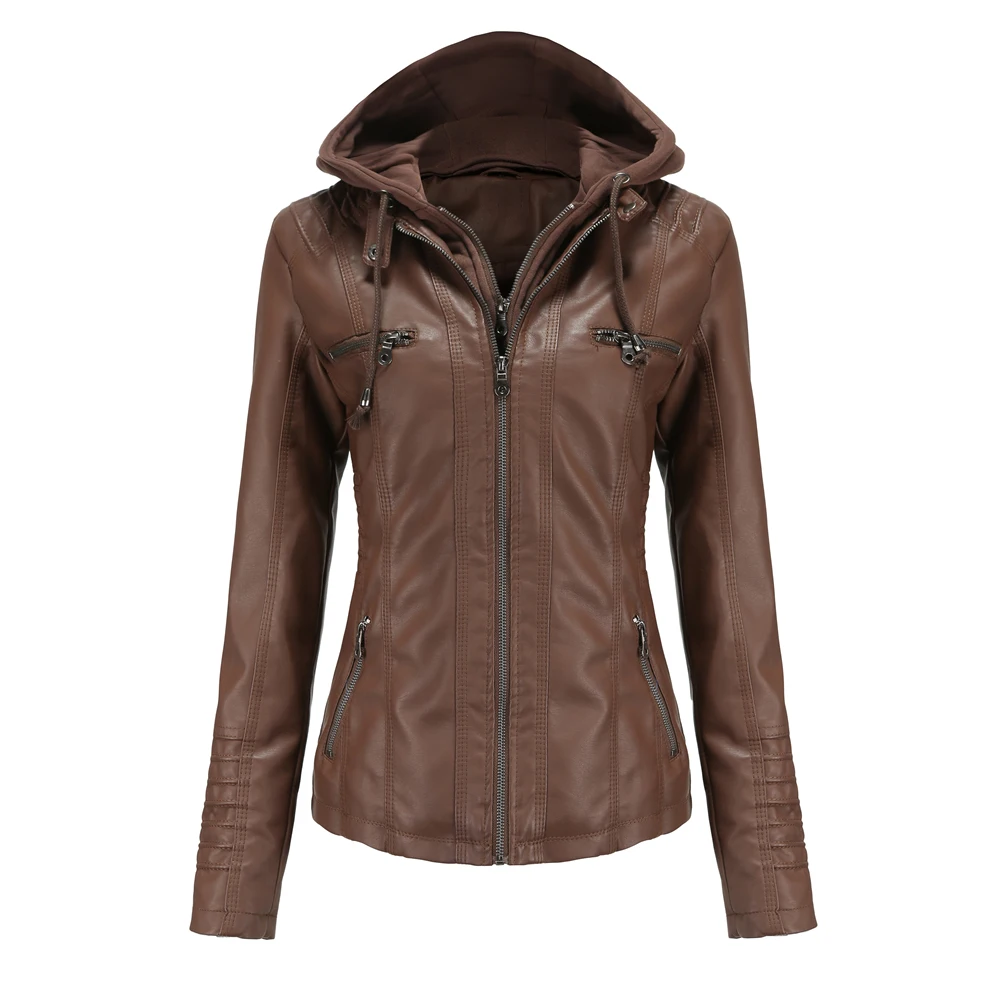 Women Faux Leather Jackets Biker Coat 2021 New Autumn Long Sleeve Hooded Detachable Two-piece Motorcycle Jacket Loose Outerwear
Women Faux Leather Jackets Biker Coat 2021 New Autumn Long Sleeve Hooded Detachable Two-piece Motorcycle Jacket Loose Outerwear
