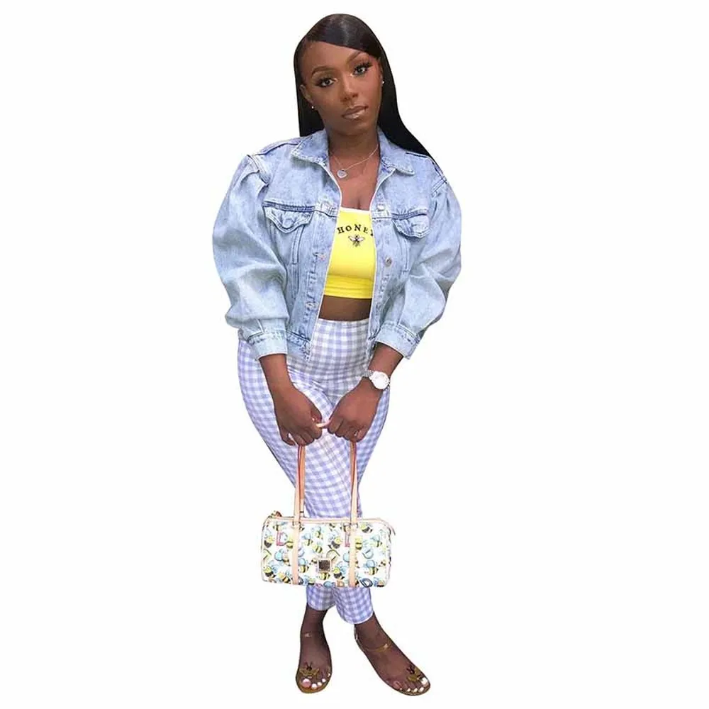 Buttons Ups Streetwear Cropped Denim Jacket Women Turn Down Collar Long Sleeve Short Coat Casual Autumn Blue Slim Fit Outerwear
Buttons Ups Streetwear Cropped Denim Jacket Women Turn Down Collar Long Sleeve Short Coat Casual Autumn Blue Slim Fit Outerwear