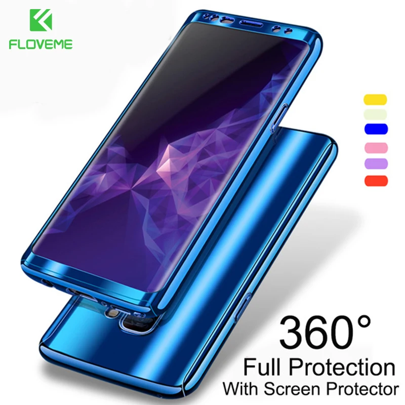 Зеркальный чехол с покрытием на 360 градусов для Samsung S8 S9 S10 Plus полное покрытие