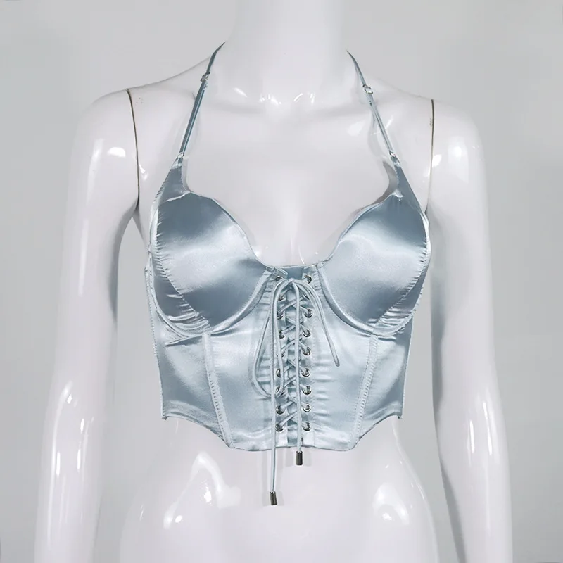 Sleeveless Bustier Corset Top Satin Fashion Chic Crop Top Sexy Halter Backless Cropped Feminino Vest Top Cropped
Sleeveless Bustier Corset Top Satin Fashion Chic Crop Top Sexy Halter Backless Cropped Feminino Vest Top Cropped