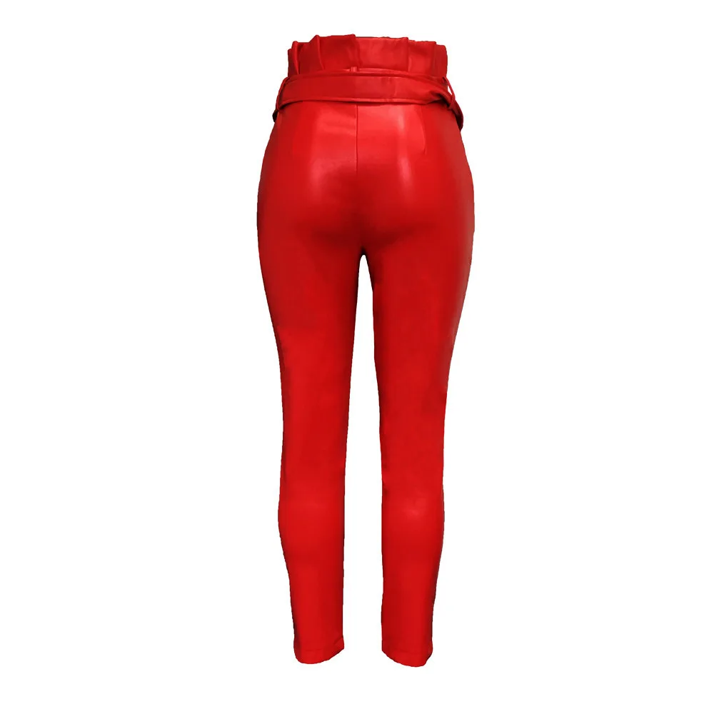 Sexy High Waist PU Pants Bodycon Red Black with Waist Belt Pockets Slim Tight Trousers Women Fashion Female Spring 2021 New Wear
Sexy High Waist PU Pants Bodycon Red Black with Waist Belt Pockets Slim Tight Trousers Women Fashion Female Spring 2021 New Wear