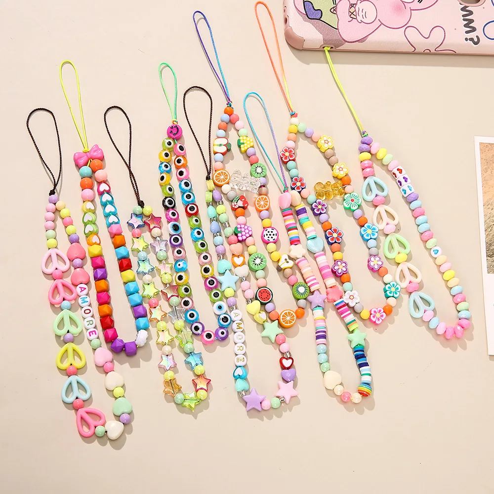 Girly Cartoon Five-Pointed Stars Color Round Beads Soft Pottery Heart-Shaped Demon Eyes Mobile Phone Chain Women's Jewelry Gifts
Girly Cartoon Five-Pointed Stars Color Round Beads Soft Pottery Heart-Shaped Demon Eyes Mobile Phone Chain Women's Jewelry Gifts