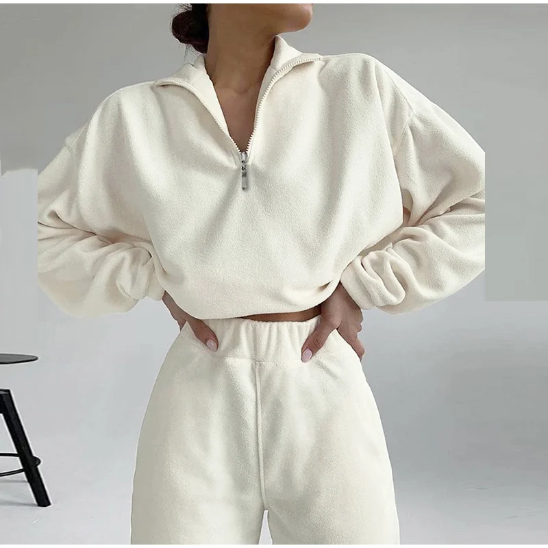 Женская флисовая одежда для отдыха на молнии из двух предметов, Женский Повседневный пуловер с длинным рукавом, спортивные штаны, спортивны... 
Женская флисовая одежда для отдыха на молнии из двух предметов, Женский Повседневный пуловер с длинным рукавом, спортивные штаны, спортивны...