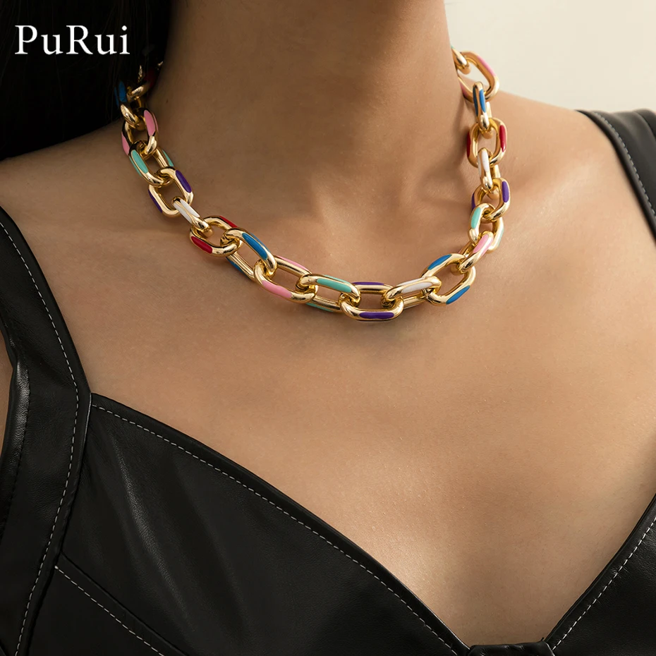 Vintage Colorful Link Chains Choker Necklace Women Collare Statement Summer Hip Hop Thick Clavicle Chain Charm Necklace Jewelry
Vintage Colorful Link Chains Choker Necklace Women Collare Statement Summer Hip Hop Thick Clavicle Chain Charm Necklace Jewelry