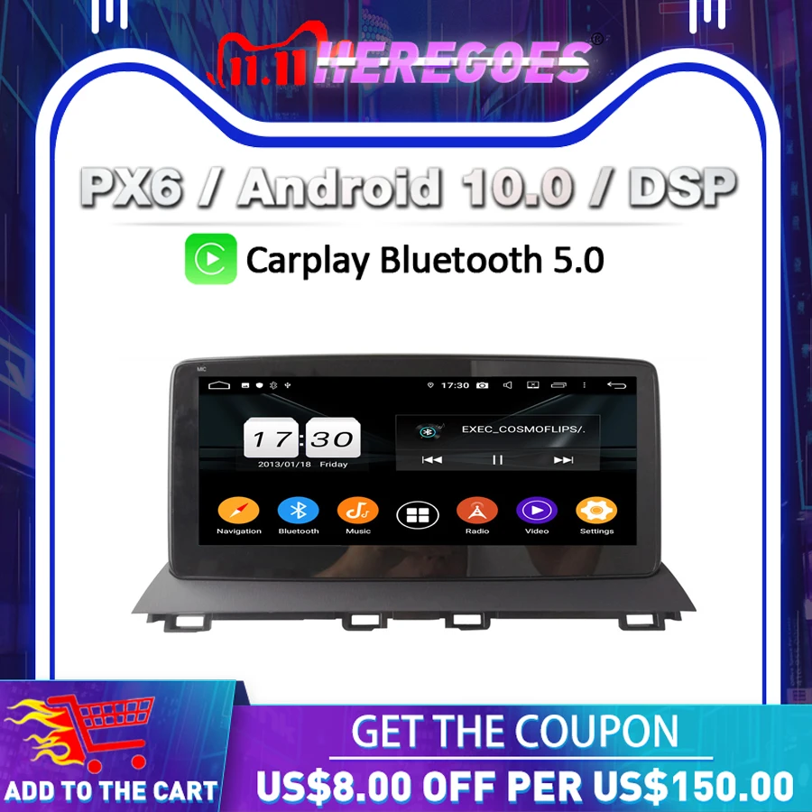 Для MAZDA 3 2013- 2016 PX6 10 25 "Carplay DSP Android 11 0 автомобильный DVD-плеер 4 Гб 64 GPS карта RDS