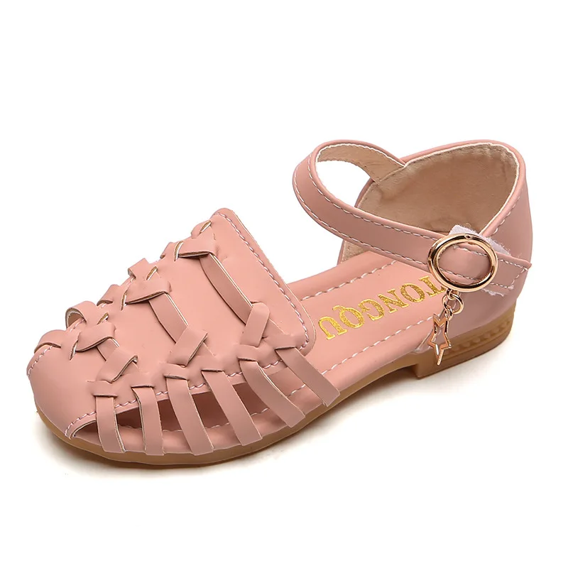 

CUZULLAA Kids Cut-Outs Roman Sandals Shoes For Girls Gladiator Beach Sandals Children Summer Hook & Loop Shoes Size 26-36