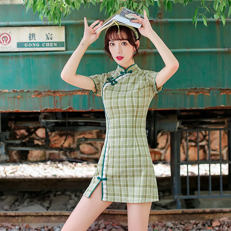 Chinese Check Dress Cotton Vintage Plaid Women Oriental Robe Cheongsam Female Elegant Casual Party Modern Mini Qipao Vestidos
Chinese Check Dress Cotton Vintage Plaid Women Oriental Robe Cheongsam Female Elegant Casual Party Modern Mini Qipao Vestidos