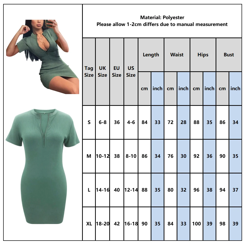 Bodycon Solid Color Summer Dress For Ladies Green Stand Collar Knitted Dress Sexy Female Club Zipper Short Sleeve Mini Dress D30
Bodycon Solid Color Summer Dress For Ladies Green Stand Collar Knitted Dress Sexy Female Club Zipper Short Sleeve Mini Dress D30