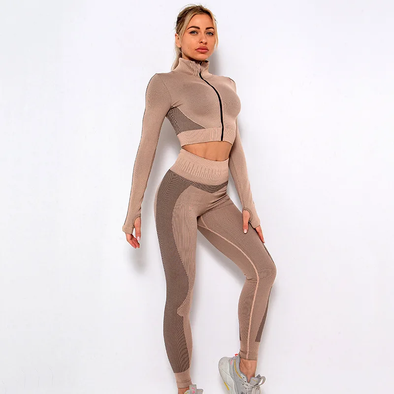 Cross Border European And American Popular Seamless Yoga Suit Zipper Suit Autumn And Winter Stand Collar Hip Lifting Elastic Fit 
Cross Border European And American Popular Seamless Yoga Suit Zipper Suit Autumn And Winter Stand Collar Hip Lifting Elastic Fit