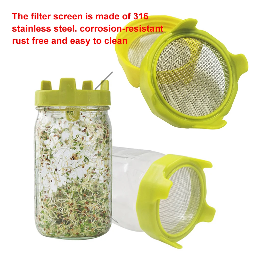 2pcs Sprouting Lid Kit Food Grade Mesh Sprout Cover Growing Germination Vegetable Stainless Steel Sprouting Lids For Mason Jar
2pcs Sprouting Lid Kit Food Grade Mesh Sprout Cover Growing Germination Vegetable Stainless Steel Sprouting Lids For Mason Jar